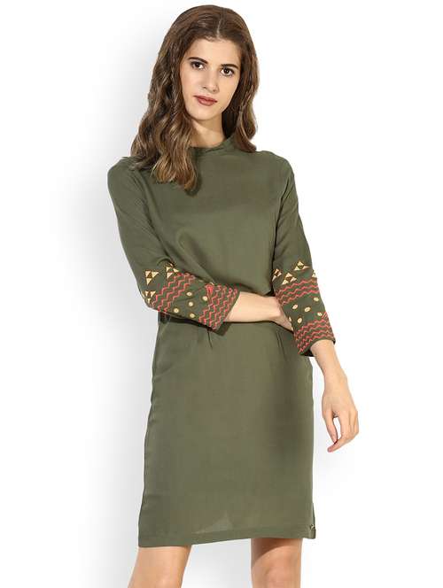 green printed shift dress - 14586628 - Very Small Image - 1