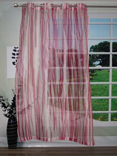 stylish magenta with abstract stripes sheer curtain for door - 14735395 - Very Small Image - 1