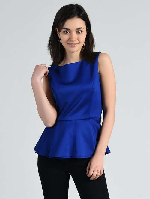 women's peplum boat neck top - 14778880 - Very Small Image - 1