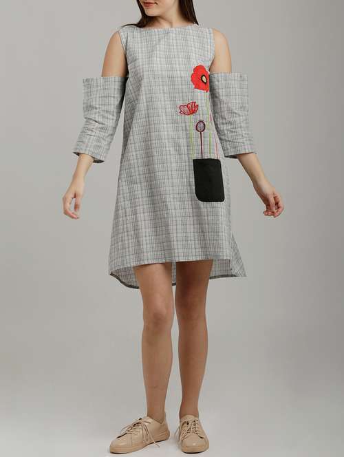 grey printed high-low dress - 14806431 - Very Small Image - 1