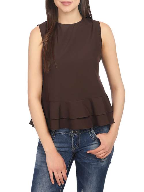 brown peplum top - 14807467 - Very Small Image - 1