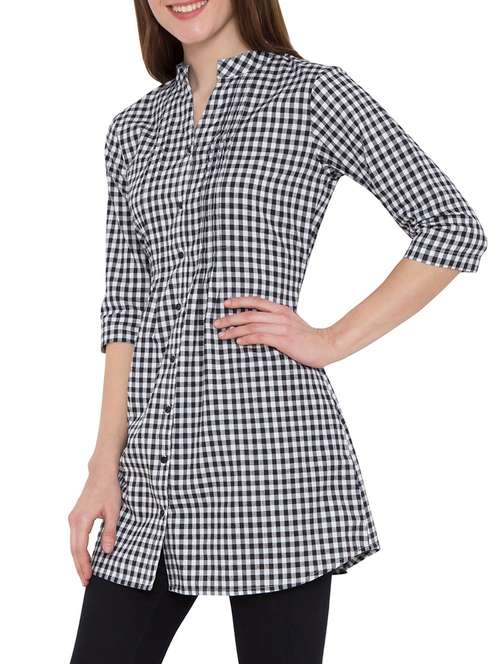 pin tuck detail checkered tunic  - 14808478 - Very Small Image - 1