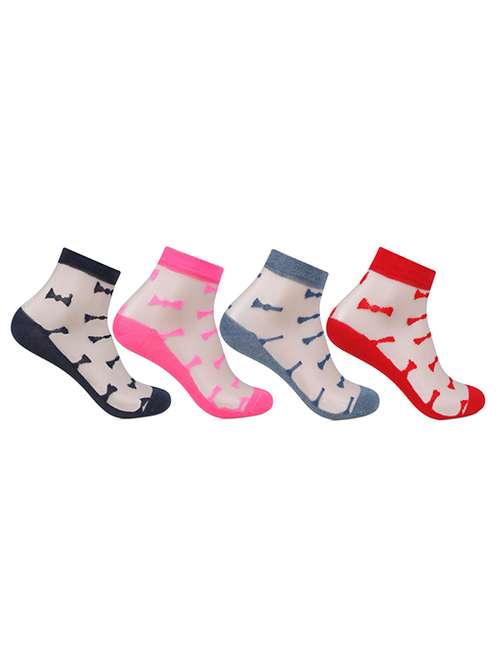 set of 4 multi colored cotton ankle length sock - 14818251 - Very Small Image - 1