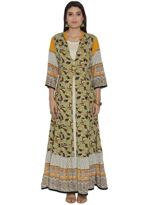 multi colored rayon layered kurta - 14880971 - Very Small Image - 1