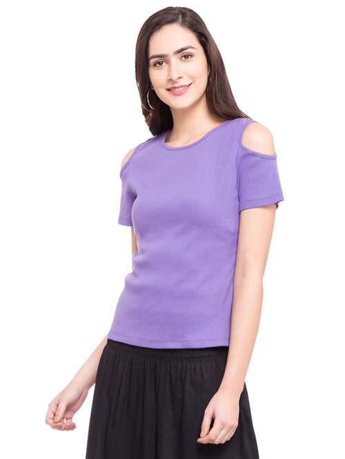 cold shoulder ribbed top - 14889354 - Very Small Image - 1