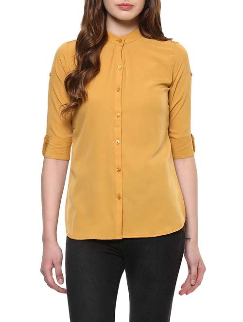 solid yellow casual shirt - 14900635 - Very Small Image - 1