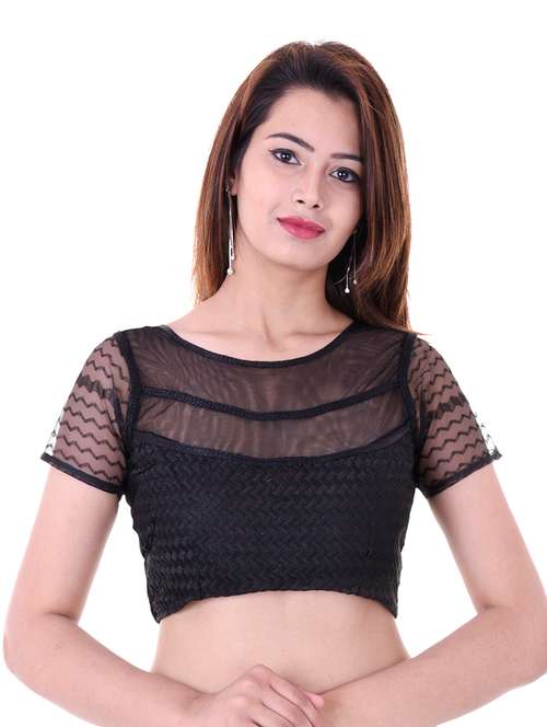 black net embroidered blouse - 14912760 - Very Small Image - 1