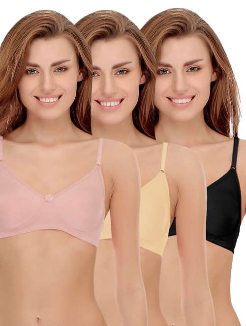 set of 3 multi colored cotton bra - 14964790 - Very Small Image - 1
