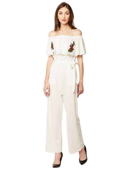 off shoulder embroidered jumpsuit - 14970063 - Very Small Image - 1