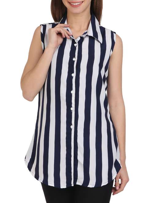 curved hem striped shirt  - 14973500 - Very Small Image - 1