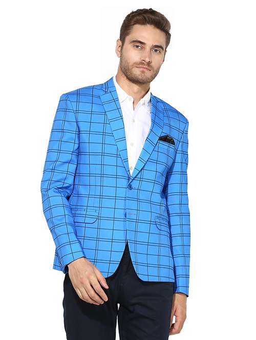 blue cotton casual blazer - 14996415 - Very Small Image - 1