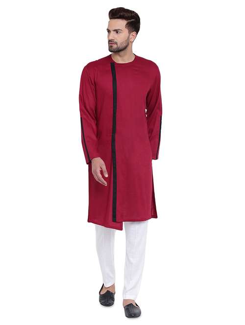 red rayon ethnic wear set - 15031322 - Very Small Image - 1