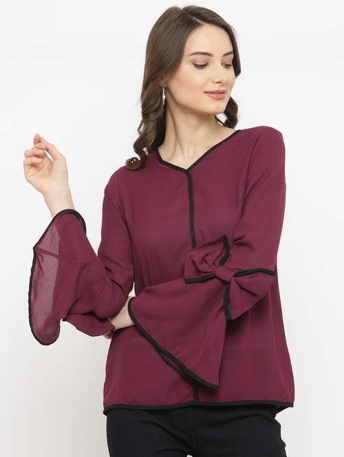 bow detail contrast bind top  - 15093453 - Very Small Image - 1