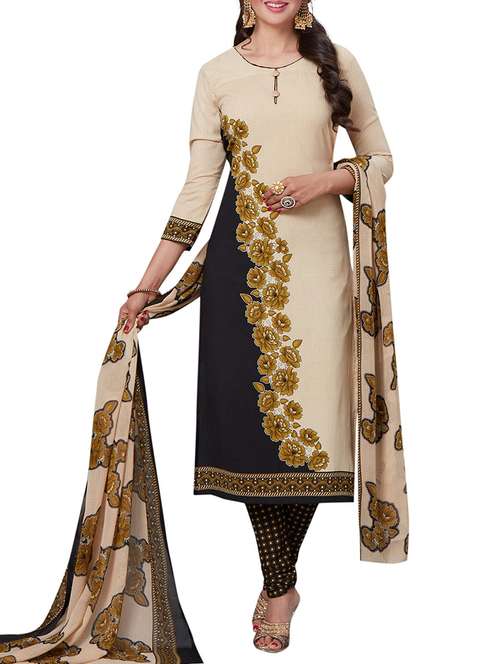 printed unstitched churidaar suit - 15136795 - Very Small Image - 1