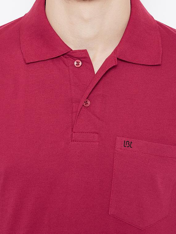 men pink solid regular fit polo t-shirt - 15230742 - Standard Image - 3