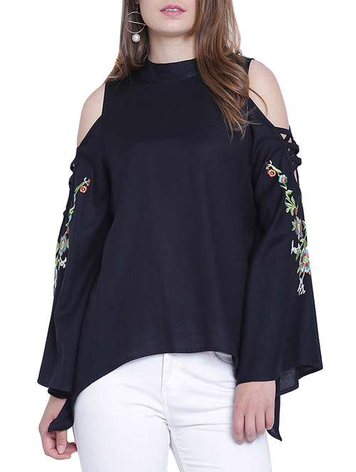 cold bell sleeved embroidered top - 15230976 - Very Small Image - 1