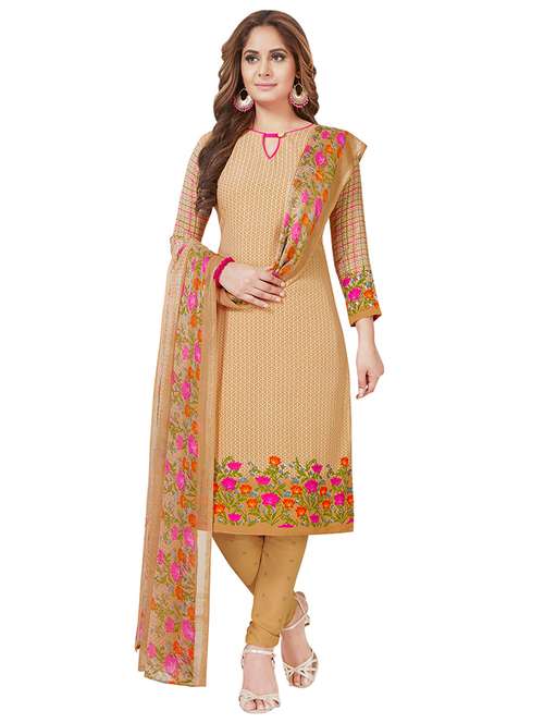 printed unstitched churidaar suit - 15240962 - Very Small Image - 1