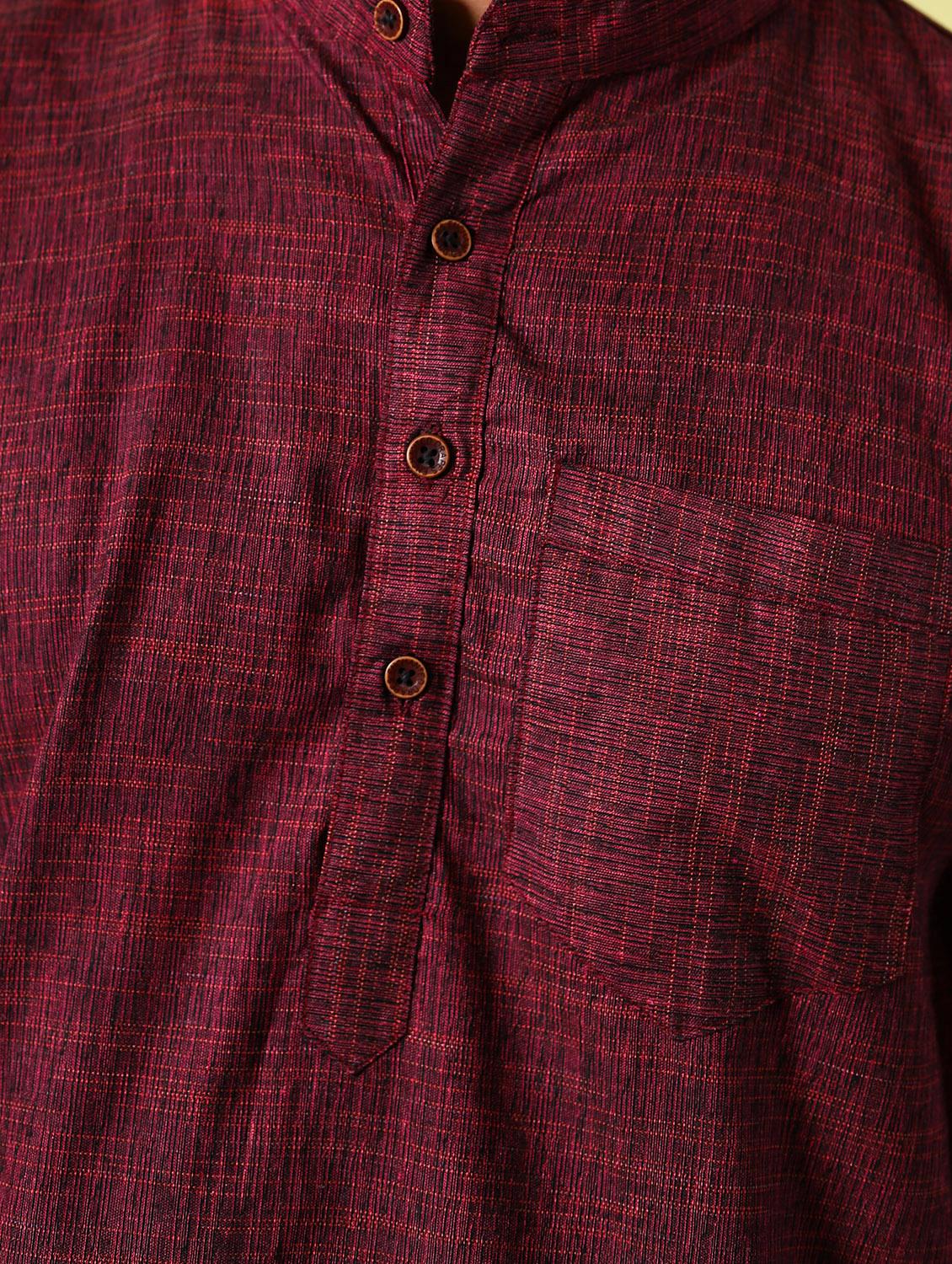 purple solid mandarin neck long kurta - 15355399 - Standard Image - 5
