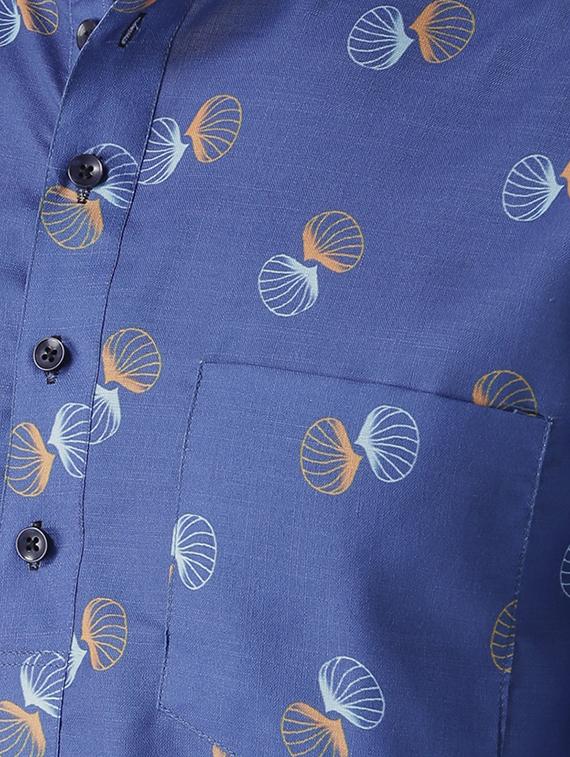 blue cotton short kurta - 15384246 - Standard Image - 3