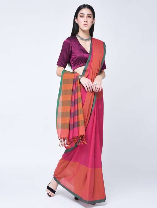 Bengal Handloom Cotton Saree with blouse - 15444438 - Very Small Image - 1