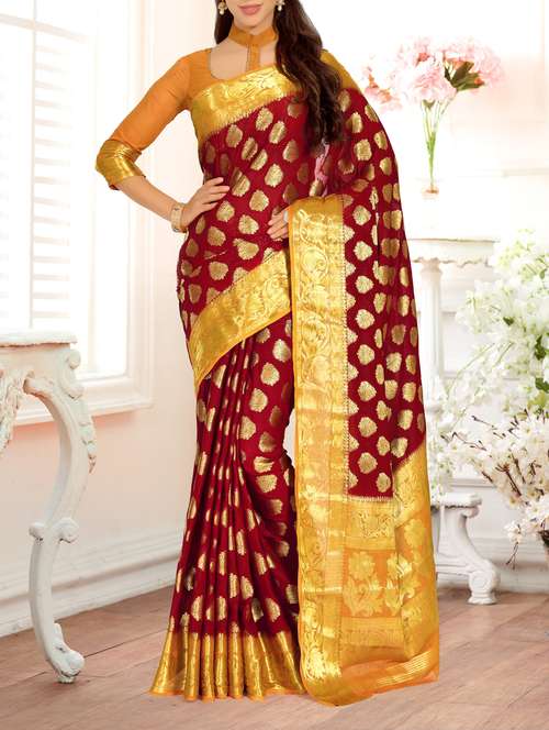 gold zari motif kanjivaram saree - 15464030 - Very Small Image - 1