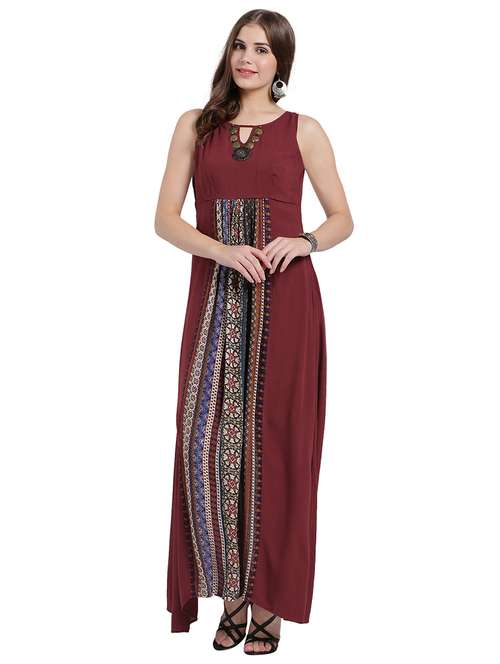 keyhole embellished neck printed maxi dress - 15496643 - Very Small Image - 1