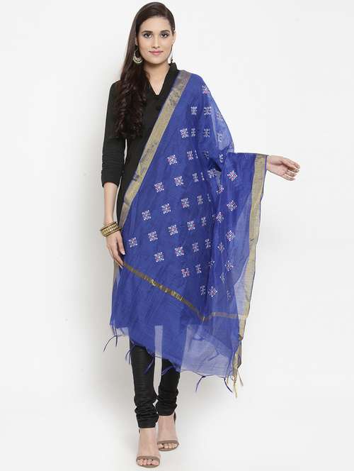 embroidered chanderi dupatta - 15612352 - Very Small Image - 1