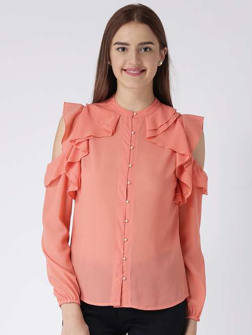 Ruffled cold shoulder shirt - 15630120 - Very Small Image - 1