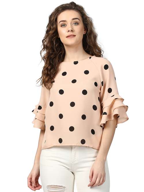 tiered sleeved polka dotted top - 15721196 - Very Small Image - 1