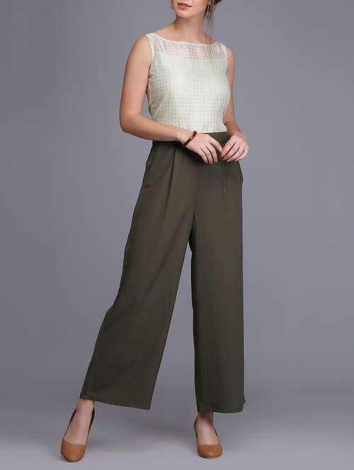 boat neck pleat detail jumpsuit - 15726282 - Very Small Image - 1