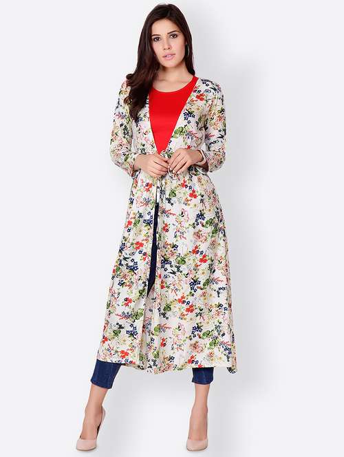 tie up waist floral shrug - 15742913 - Very Small Image - 1