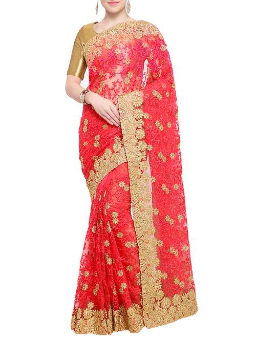 floral embroidered saree with blouse - 15744883 - Very Small Image - 1