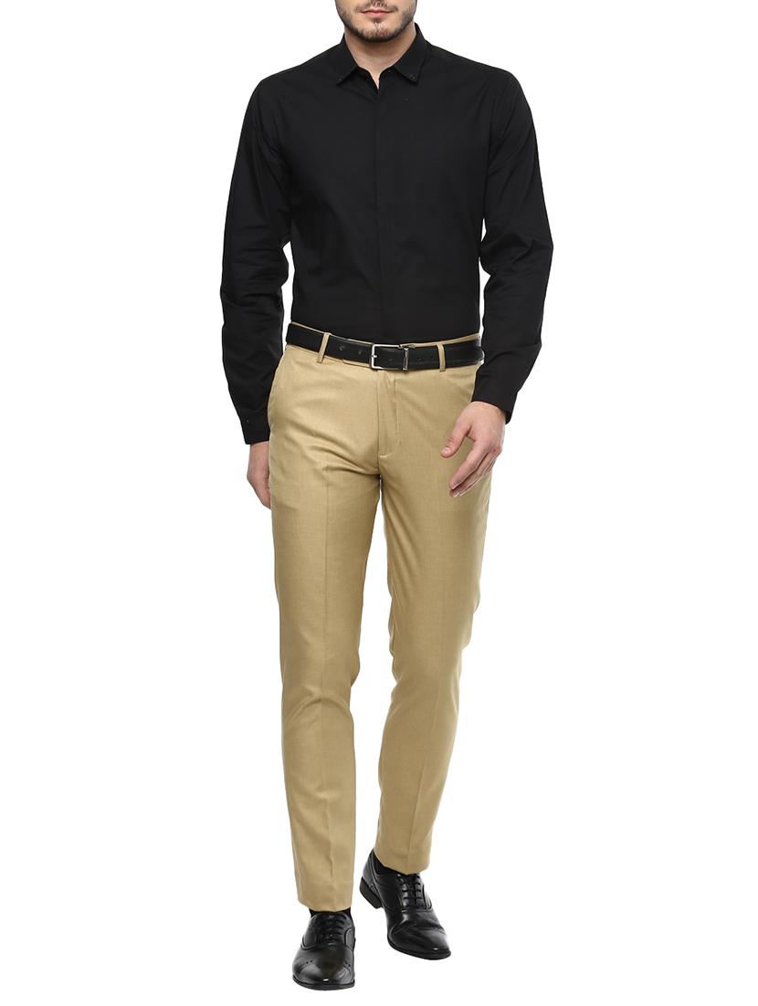 beige polyester blend flat front formal trouser - 15765792 - Standard Image - 3