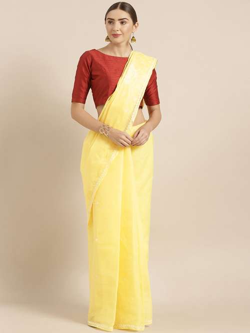 lemon chikankari saree - 15775358 - Very Small Image - 1