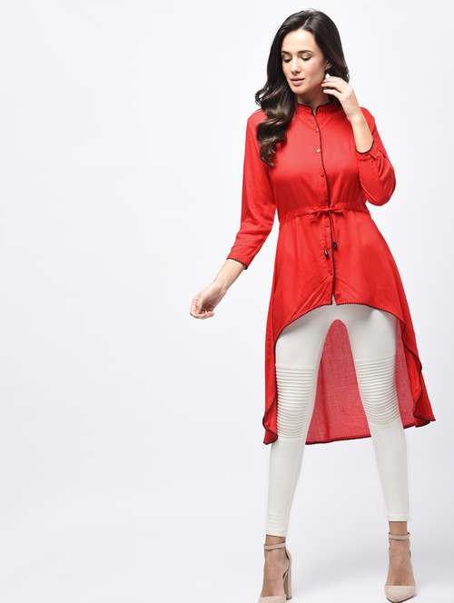 tie front high-low tunic - 15788593 - Very Small Image - 1