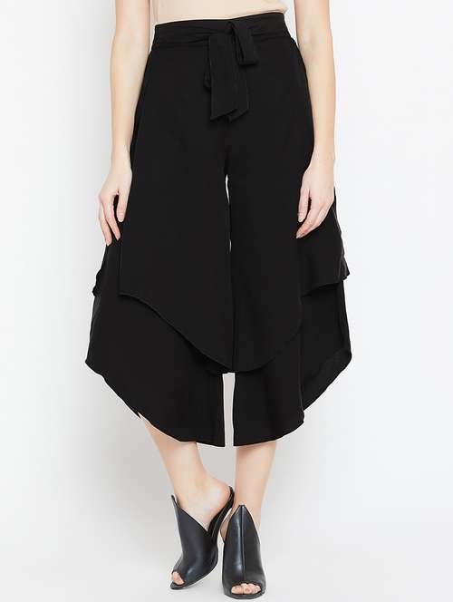 layered tie front flared culottes - 15839380 - Very Small Image - 1