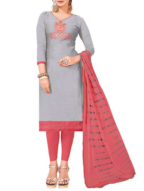 embroidered unstitched churidaar suit - 15868404 - Very Small Image - 1