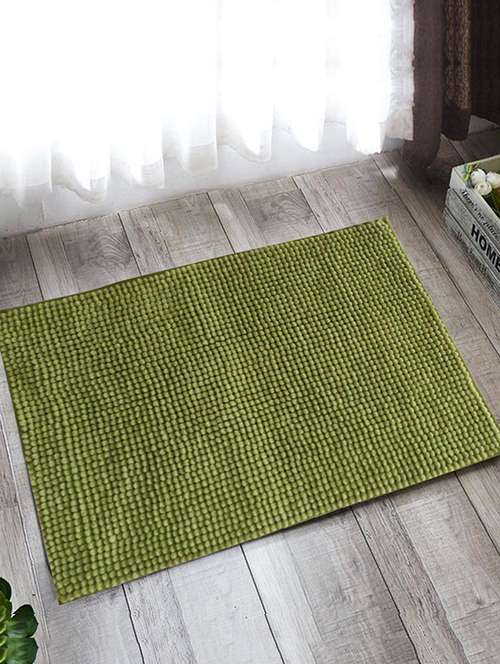 lushomes green luxurious super soft shaggy with anti spray backing (40 x 60 cms, single pc) - 15873997 - Very Small Image - 1