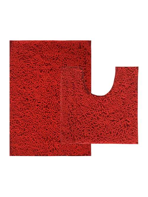 lushomes chenille rococco red thick and fluffy 2200 gsm bathmat - 15940602 - Very Small Image - 1