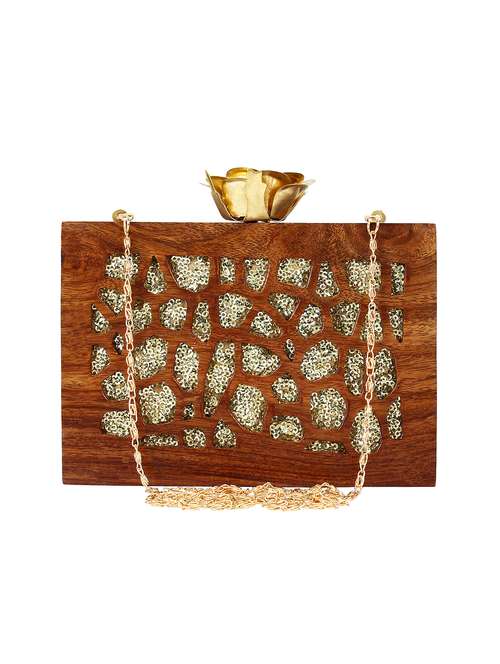 brown wood box clutch - 15945477 - Very Small Image - 1