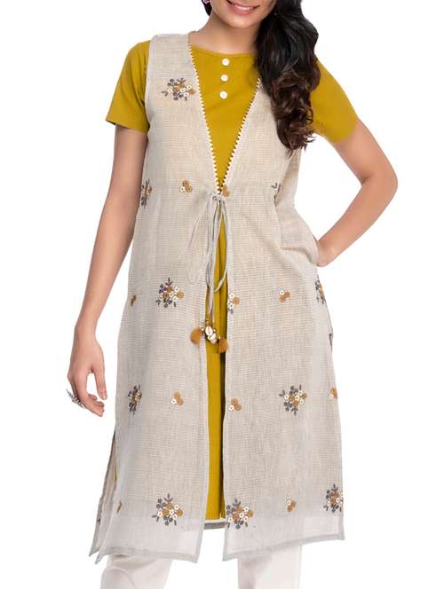 embroidered layered kurta - 15962138 - Very Small Image - 1