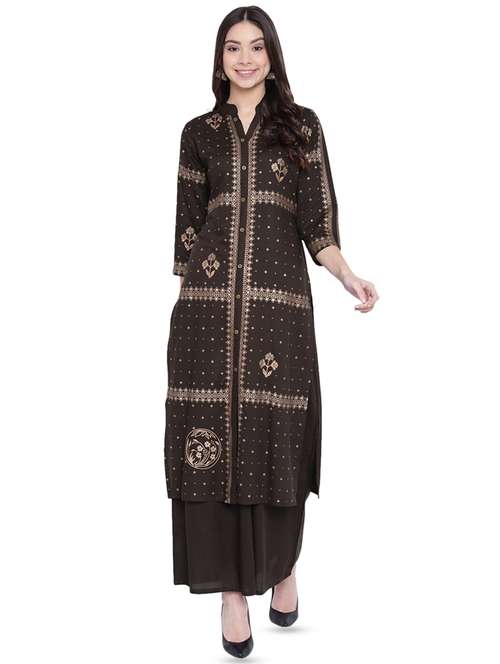 foil print straight kurta - 15977285 - Very Small Image - 1