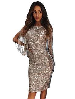 jeweled string sleeved sequin pencil dress - 15979331 - Very Small Image - 1