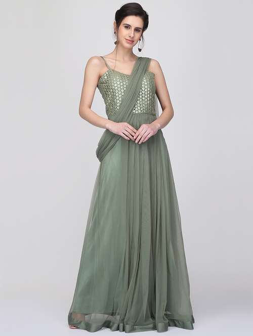 embellished flared gown - 16007034 - Very Small Image - 1