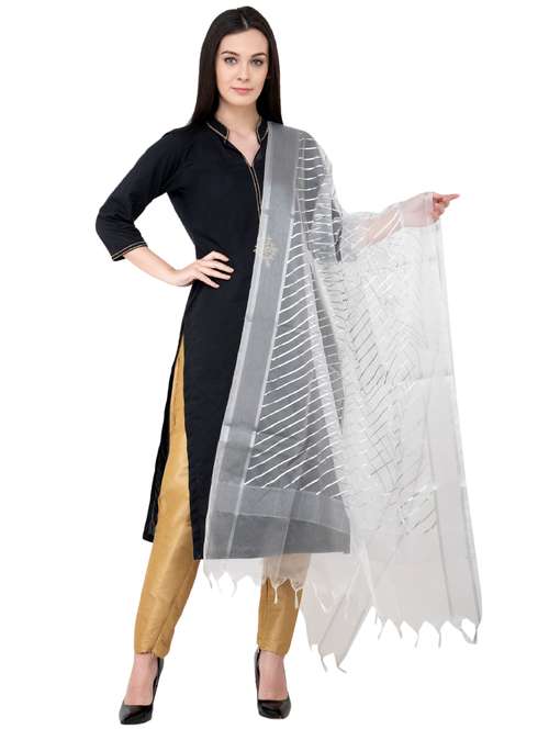 leheriya tissue dupatta with fringes - 16039322 - Very Small Image - 1
