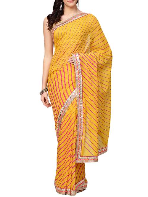 gota border leheriya saree with blouse - 16120159 - Very Small Image - 1