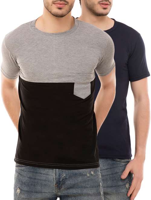 multi colored cotton blend combos t-shirt (set of 2) - 16137168 - Very Small Image - 1