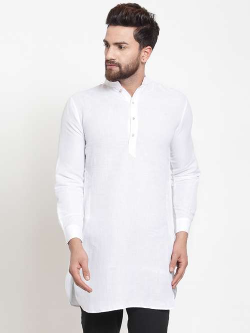 white solid long kurta - 16140065 - Very Small Image - 1