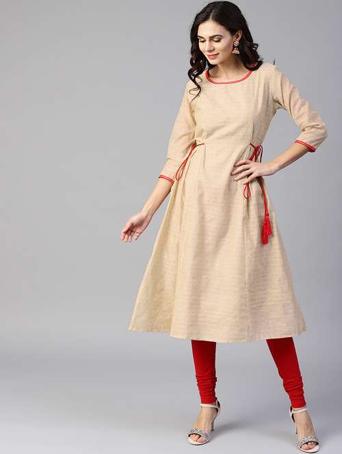 dobby solid a-line kurta - 16157639 - Very Small Image - 1