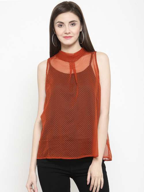 women's straight mock neck top - 16158306 - Very Small Image - 1